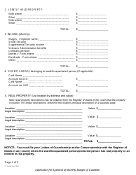 Form CC16:2.41 Application for Approval of Monthly Budget of Guardian - Nebraska, Page 4