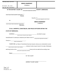 Document preview: Form DC6:5(33) Bench Warrant (Visitation) - Nebraska