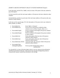 Instructions for Form DC6:5(33) Bench Warrant (Visitation) - Nebraska, Page 2