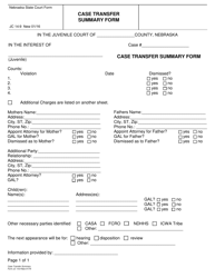 Form JC14:9 &quot;Case Transfer Summary Form&quot; - Nebraska
