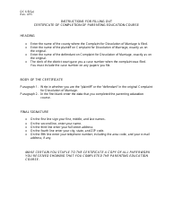 Document preview: Instructions for Form DC6:5(5) Certificate of Completion of Parenting Education Course - Nebraska