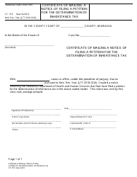 Document preview: Form CC15:5 Certificate of Mailing a Notice of Filing a Petition for the Determination of Inheritance Tax - Nebraska