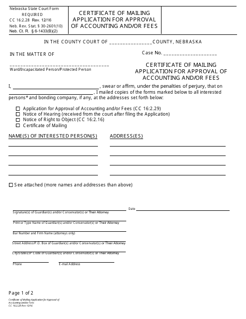 Form CC16:2.28  Printable Pdf