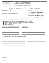 Form CC16:2.28 Certificate of Mailing Application for Approval of Accounting and/or Fees - Nebraska