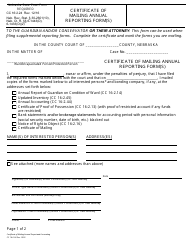 Form CC16:2.24 Certificate of Mailing Annual Reporting Form(S) - Nebraska