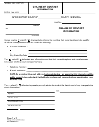 Form DC3:02 &quot;Change of Contact Information&quot; - Nebraska