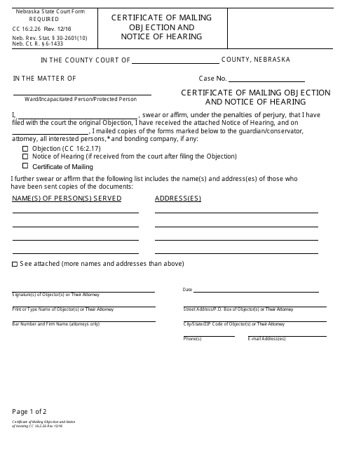 Form CC16:2.26  Printable Pdf