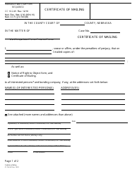 Document preview: Form CC16:2.49 Certificate of Mailing - Nebraska