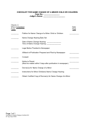 Document preview: Form DC6:11(A) Checklist for Name Change of a Minor Child or Children - Nebraska