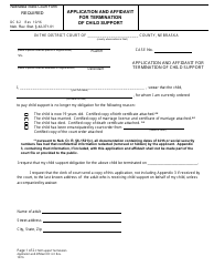 Form DC6:2 Application and Affidavit for Termination of Child Support - Nebraska