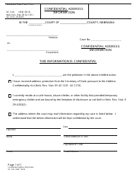 Form DC3:03 &quot;Confidential Address Information&quot; - Nebraska