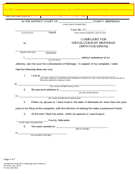 Form DC6:5(1) &quot;Complaint for Dissolution of Marriage (With Child(Ren))&quot; - Nebraska