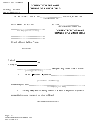 Document preview: Form DC-6:11(3) Consent for the Name Change of a Minor Child - Nebraska