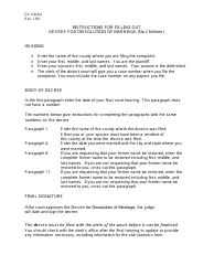 Document preview: Instructions for Form DC6:4(6) Decree for Dissolution of Marriage (No Children) - Nebraska