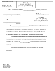 Document preview: Form DC6:6(6) Decree - No Children - Service by Publication - Nebraska