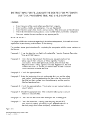 Document preview: Instructions for Form DC6:8(10) Decree for Paternity, Custody, Parenting Time, and Child Support - Nebraska