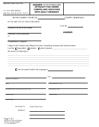Document preview: Form CC15:31 Answer to Petition and Affidavit for Order Compelling Visitation With Adult Resident - Nebraska