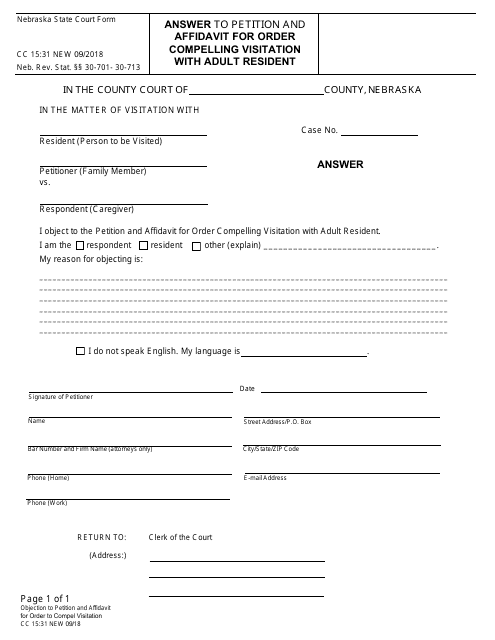 Form CC15:31  Printable Pdf