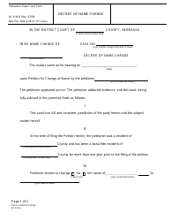 Form DC6:9(3) Decree of Name Change - Nebraska