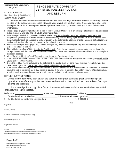 Form CC3:14  Printable Pdf