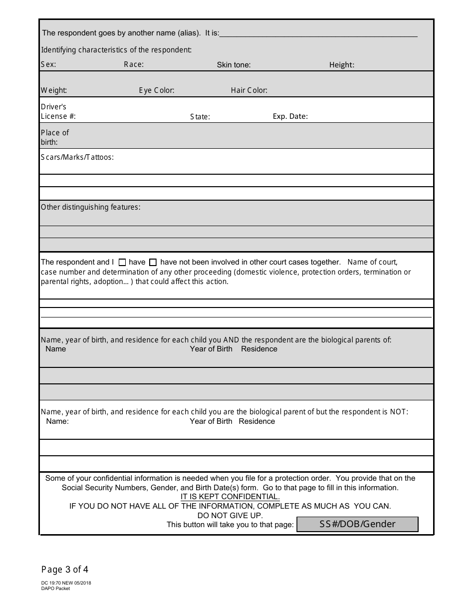 Form DC19:70 Domestic Abuse Protection Order Packet - Nebraska, Page 3