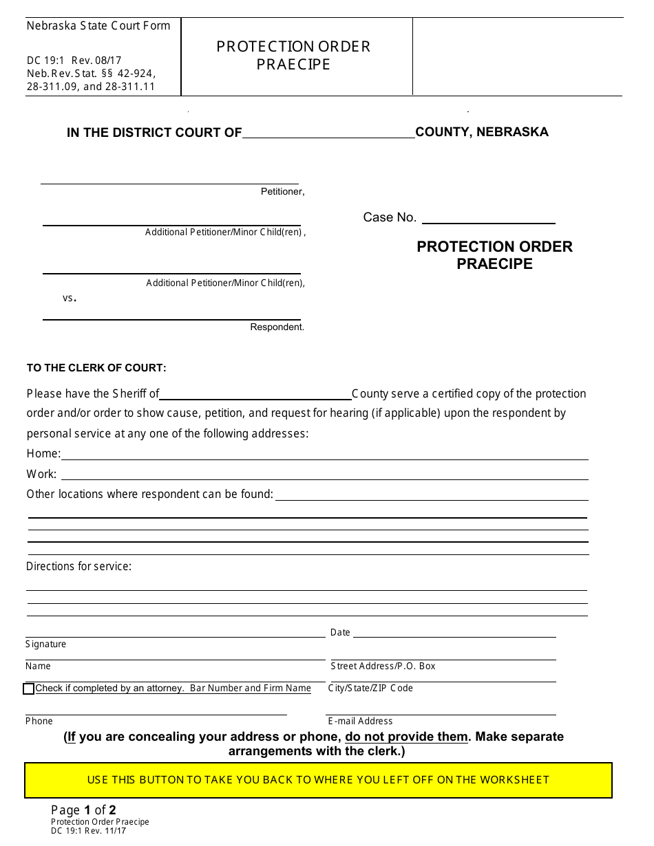 Form DC19:70 Domestic Abuse Protection Order Packet - Nebraska, Page 5