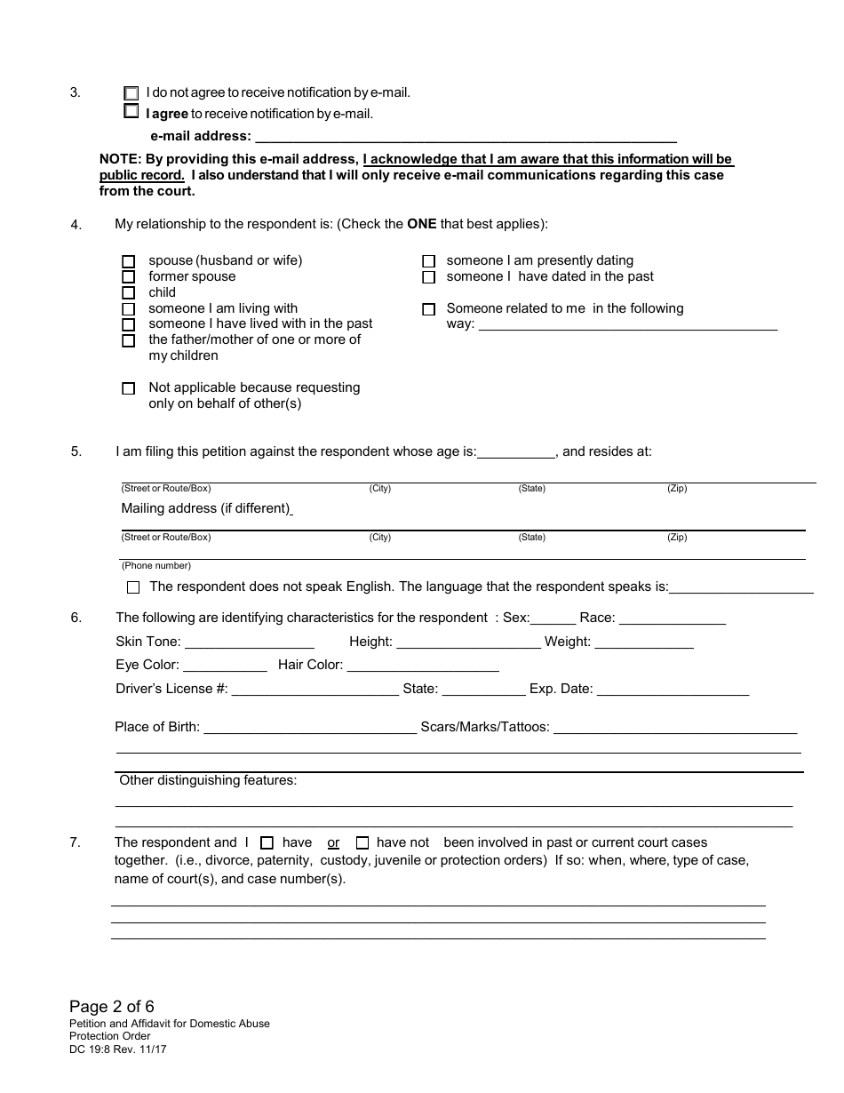 Form DC19:70 Domestic Abuse Protection Order Packet - Nebraska, Page 9