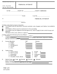 Document preview: Form CC6:1 Financial Affidavit - Nebraska