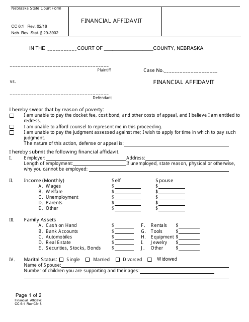 Form CC6:1  Printable Pdf