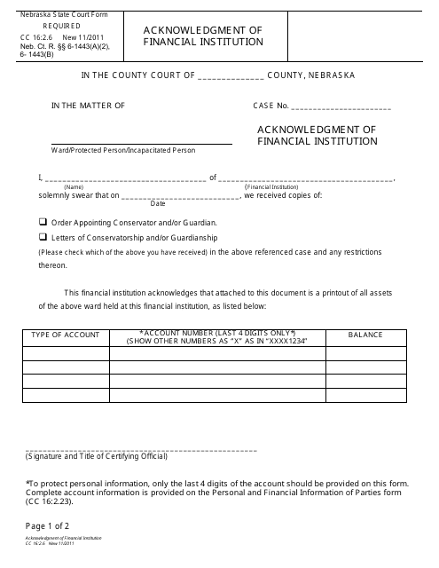Form CC16:2.6  Printable Pdf