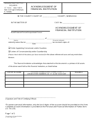 Form CC16:2.6 Acknowledgment of Financial Institution - Nebraska