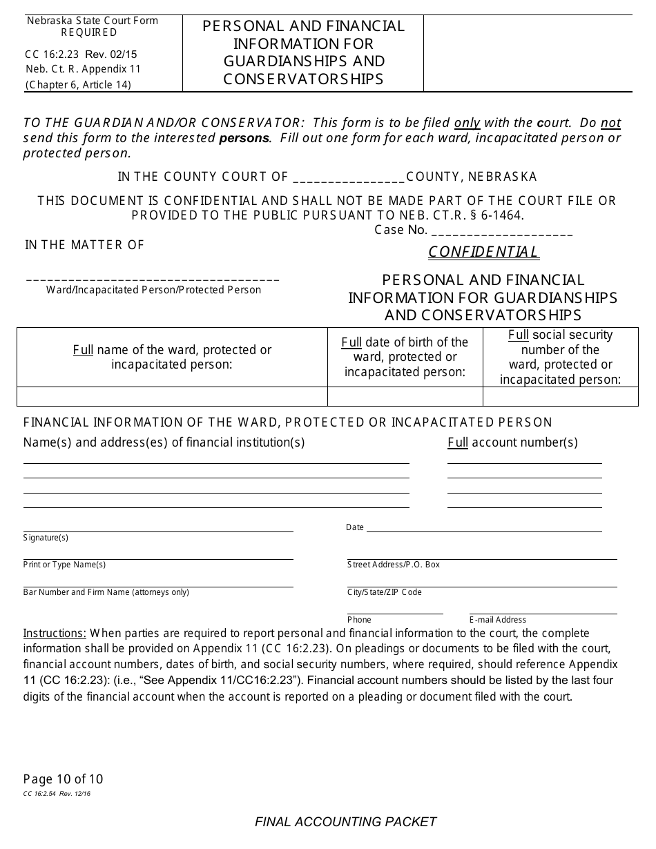 Form CC16:2.54 Final Accounting Packet - Nebraska, Page 12