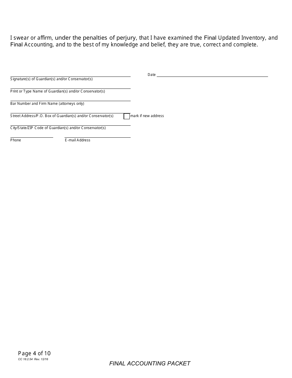 Form CC16:2.54 Final Accounting Packet - Nebraska, Page 6