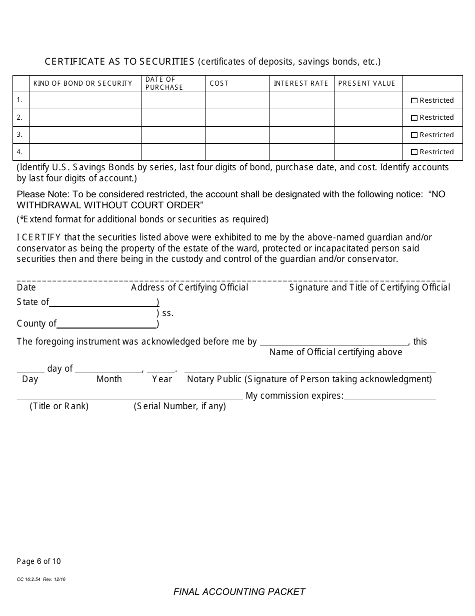 Form CC16:2.54 Final Accounting Packet - Nebraska, Page 8