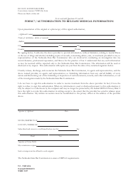Document preview: Form NSBC2:07 (7) Authorization to Release Medical Information - Nebraska