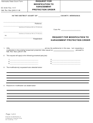 Form DC19:23 &quot;Request for Modification to Harassment Protection Order&quot; - Nebraska