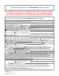 Form DC19:28 &quot;Harassment Protection Order Worksheet&quot; - Nebraska