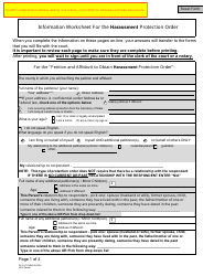 Form DC19:71 Information Worksheet for the Harassment Protection Order Packet - Nebraska