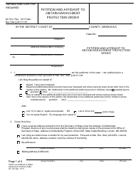Form DC19:71 Information Worksheet for the Harassment Protection Order Packet - Nebraska, Page 8
