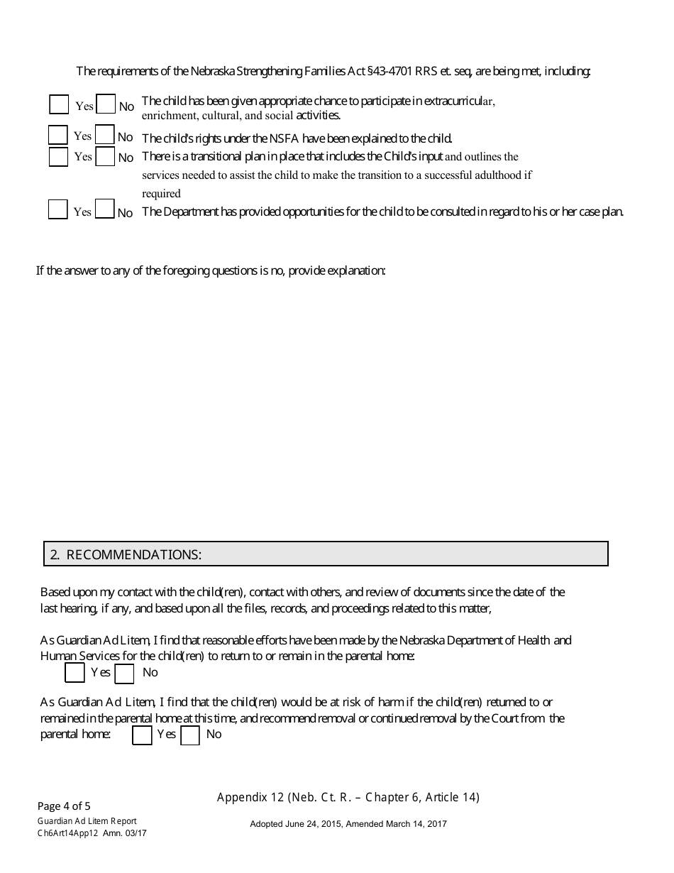 Form CH6ART14APP12 Guardian Ad Litem Report - Nebraska, Page 4