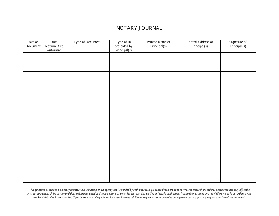 Free Notary Journal Template