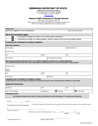 Document preview: Notary Public Request to Change Record - Nebraska
