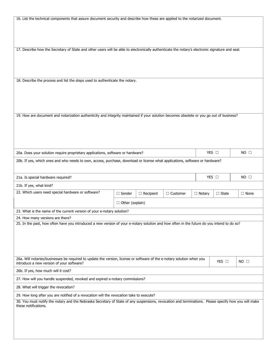 Application for Electronic Notary Public Solution Provider - Nebraska, Page 2