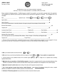 Initial Collection Agency License Application - Nebraska Collection Agency Board - Nebraska