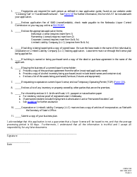 Form 100 Application for Liquor License Checklist - Retail - Nebraska, Page 2