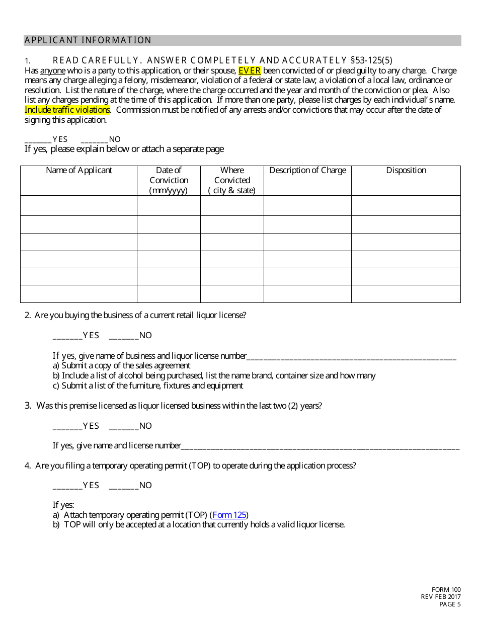 Form 100 Application for Liquor License Checklist - Retail - Nebraska, Page 5