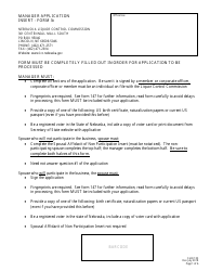 Form 103 (3C) Manager Application Insert - Nebraska
