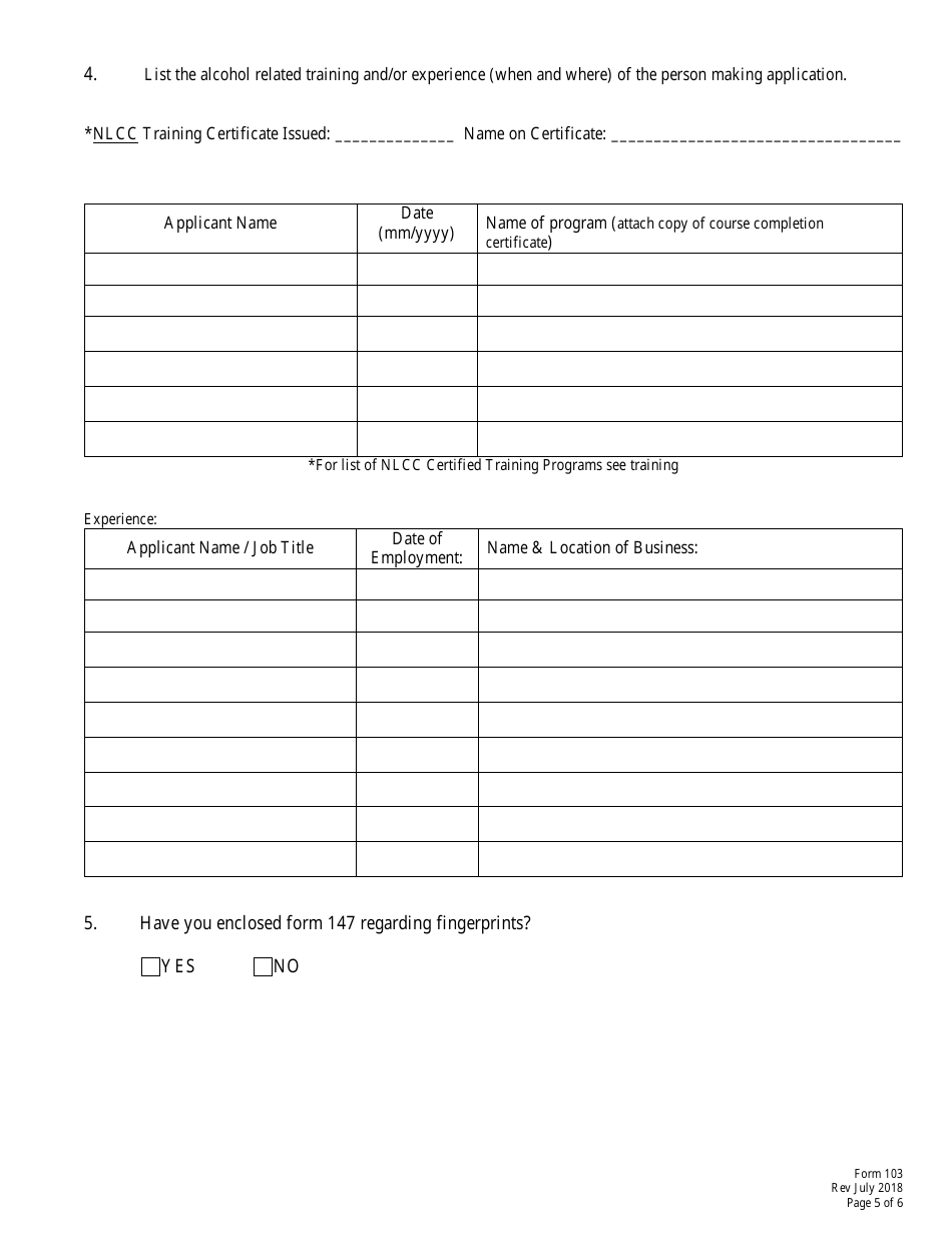 Form 103 (3C) Manager Application Insert - Nebraska, Page 5