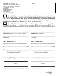 Form 116 &quot;Spousal Affidavit of Non-participation Insert&quot; - Nebraska