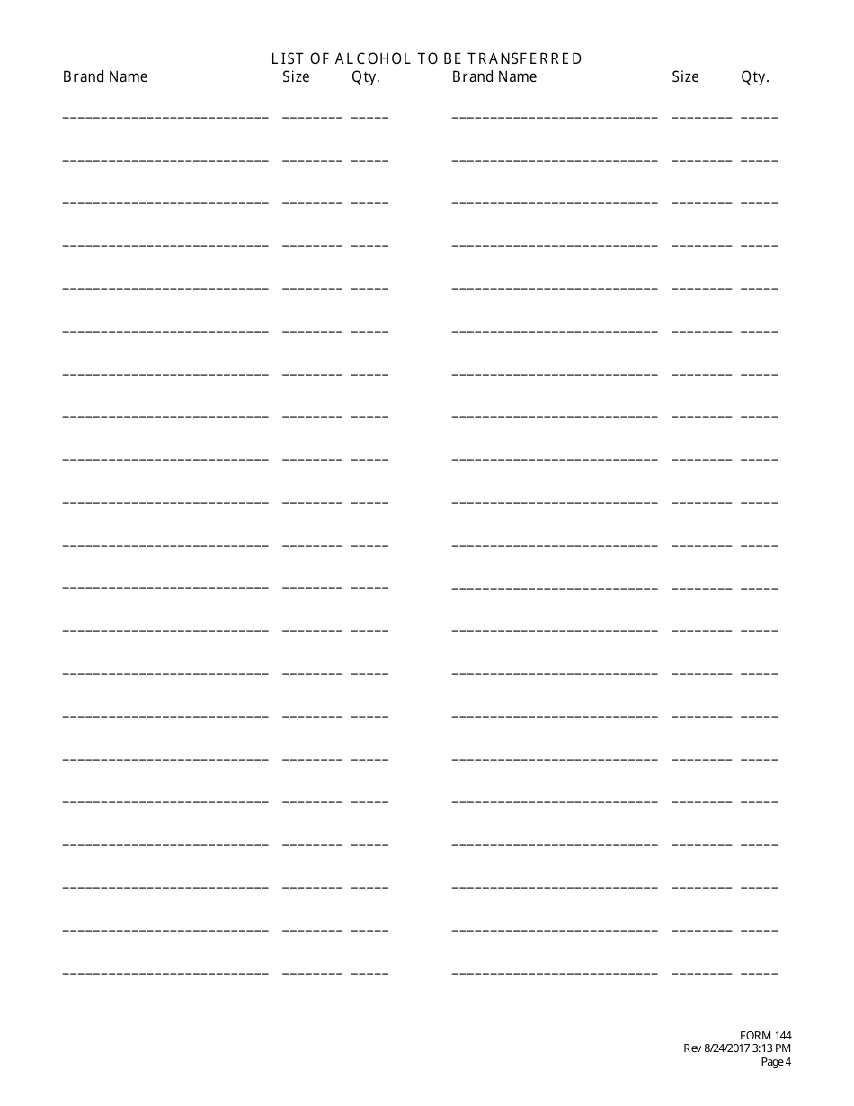 Form FOR144 Request for Transfer of Alcohol - Nebraska, Page 4